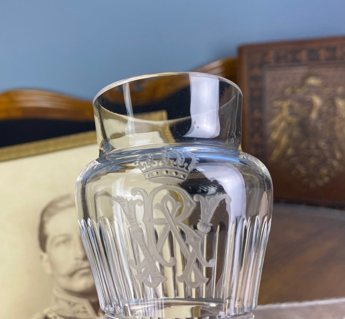 Vier kleine Wassergläser, Kaiser Wilhelm II., um 1900