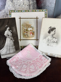 Royal antique lace handkerchiefs c.1900 – Tuscany–Württemberg double coat of arms from the wedding trousseau of Archduchess Maria Immakulata