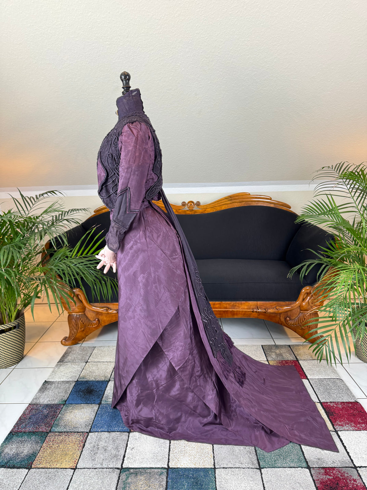 Rare 1911 Edwardian Half‑Mourning Dress by Kate Riley
