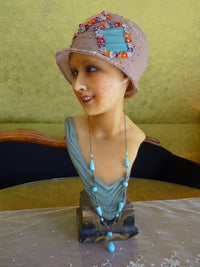 Art Deco Halskette aus blauem Glas im Robin's Egg-Stil, 1920er