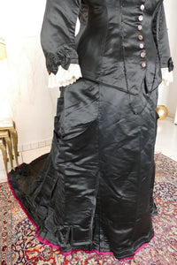 EMILE PINGAT Antikes viktorianisches Tournürenkleid, Paris, ca. 1882