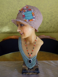 Art Deco Emaille Halskette aus schwarzem &amp; rotem Glas, 1920er