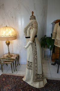 Antikes edwardianisches Leinen-Geh-Ensemble, ca. 1906 – Kleid & Jacke