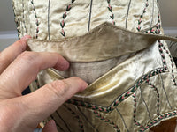 Cream Silk Embroidered Waistcoat, England ca. 1770 – Long‑Line Georgian Men’s Fashion