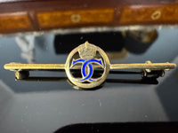 Gold tie pin with crowned blue enamel monogram of Crown Princess Cecilie of Prussia, Imperial German court jewellery.
