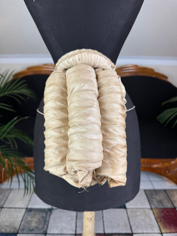 Antique tri‑coil bustle, 1880s cotton and steel coil Victorian undergarment