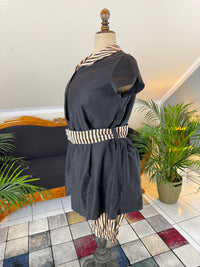 Early 20th‑century bathing costume, striped cotton, good condition