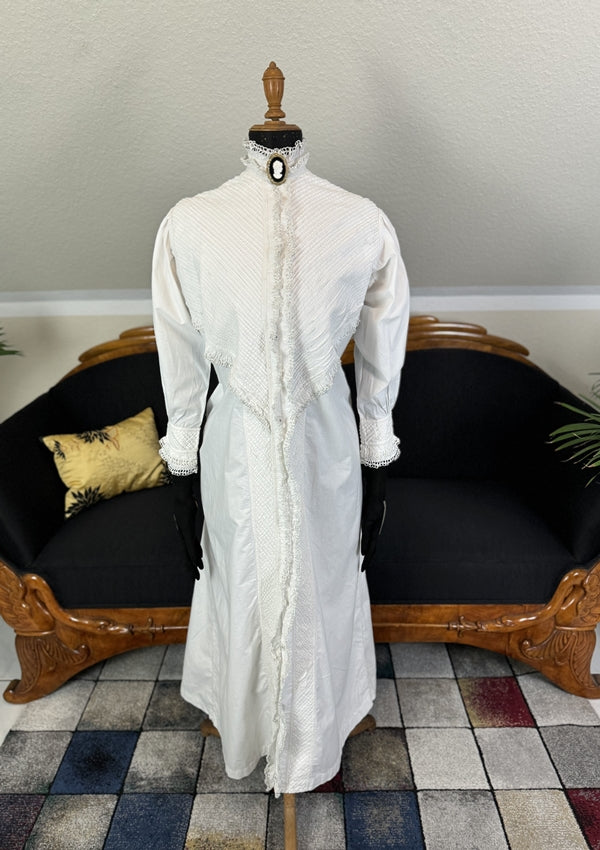 Robe de chambre victorienne en coton ancien, Angleterre, vers 1890