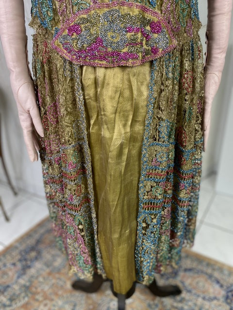 Antique 1920s beaded lamé dress