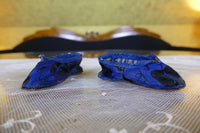 Antike Babyschuhe mit blauem Stoff, ca. 1880