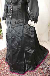 EMILE PINGAT Antikes viktorianisches Tournürenkleid, Paris, ca. 1882
