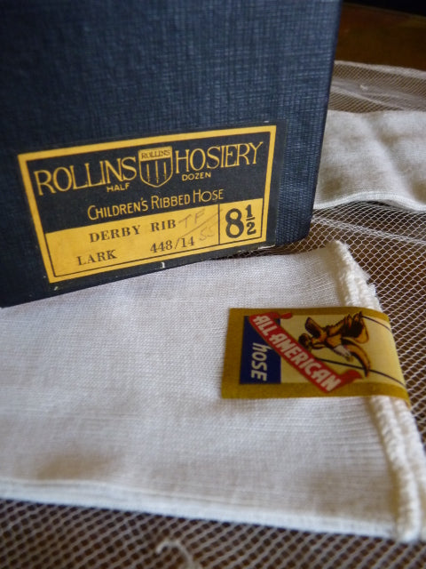 Bas côtelés antiques ROLLINS HOSIERY, années 1920