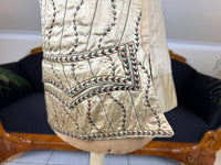 Cream Silk Embroidered Waistcoat, England ca. 1770 – Long‑Line Georgian Men’s Fashion