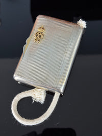 Silver cigarette case of Crown Prince Wilhelm of Prussia with crowned monogram, presentation pin and original caricature in bespoke casket.