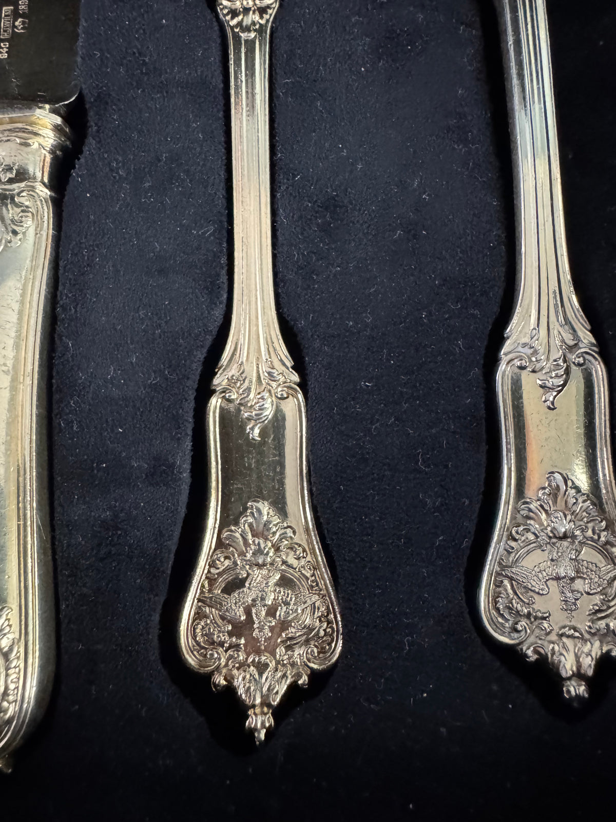 Couverts en argent doré, service Rococo, Empereur Guillaume II
