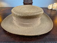 Antique Fine‑Woven French Straw Hat, ca. 1903 – Silk Band & Floral Details