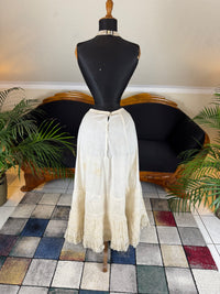 Antique Edwardian petticoat from Lady Gillman wedding trousseau circa 1911 with whitework embroidery, lace inserts and layered skirt construction