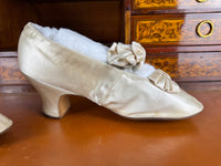 Antique Wedding Shoes 1882 – Silk Bridal Shoes with Double Bows by Julien Mayer, Paris, Kate Rimer Provenance