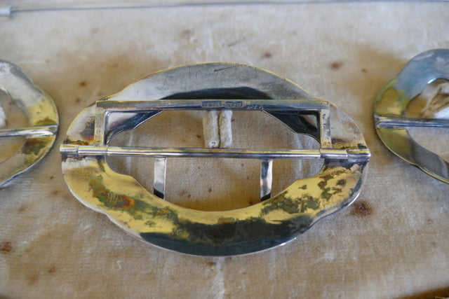 HENRY MATTHEWS Antikes Frisiertischset aus Silber und Emaille, Birmingham, 1910