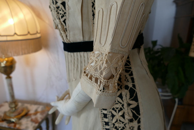 Antikes edwardianisches Leinen-Geh-Ensemble, ca. 1906 – Kleid & Jacke
