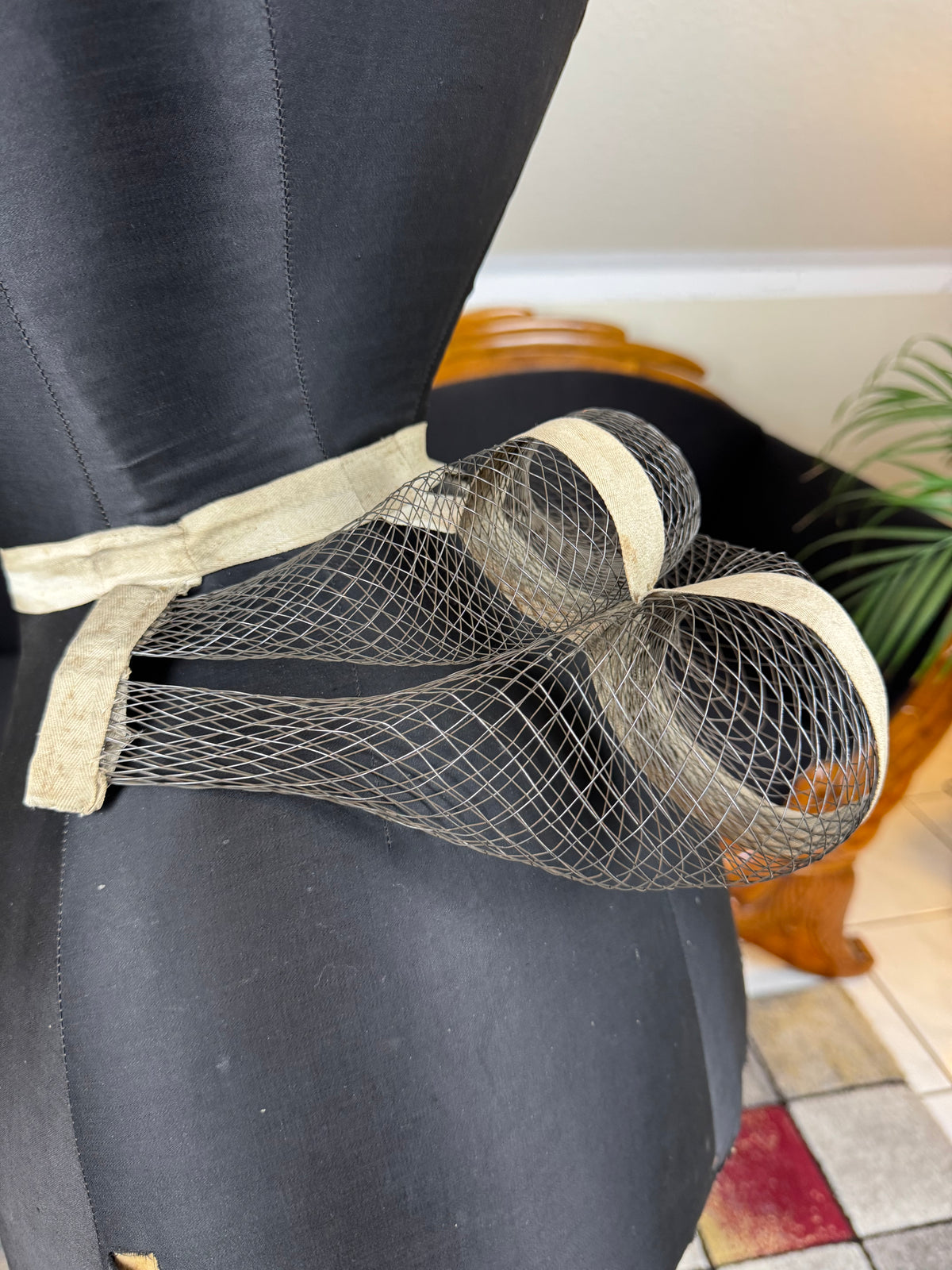 American Braided Wire Co. Wire Work Bustle – Victorian Two‑Coil Dress Support with Label