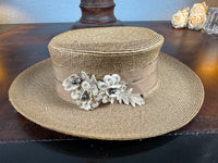 Antique Fine‑Woven French Straw Hat, ca. 1903 – Silk Band & Floral Details