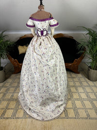 Antikes Seidenabendkleid mit Tagesoberteil, ca. 1864