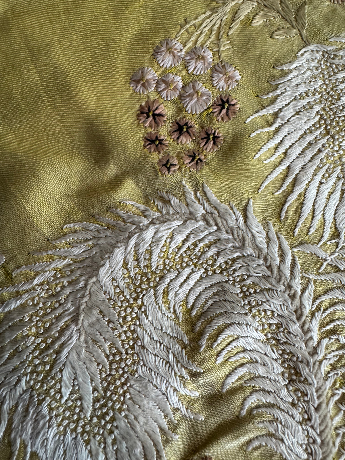 Antiker Regency-Schal mit Stickerei der Federn des Prinzen von Wales, ca. 1805