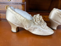 Antique Wedding Shoes 1882 – Silk Bridal Shoes with Double Bows by Julien Mayer, Paris, Kate Rimer Provenance