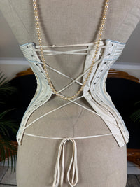 Vintage Cream Silk Corset, English Manufactory, 18th‑Century Style