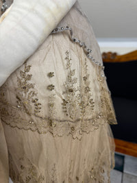 Antikes GUSTAVE BEER Abendkleid – Seidenchiffon &amp; Samt, Paris Couture ca. 1912