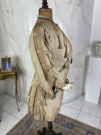 1910 Drecoll Paris–Vienna walking jacket in black wool with velvet collar and decorative buttons, antique garment