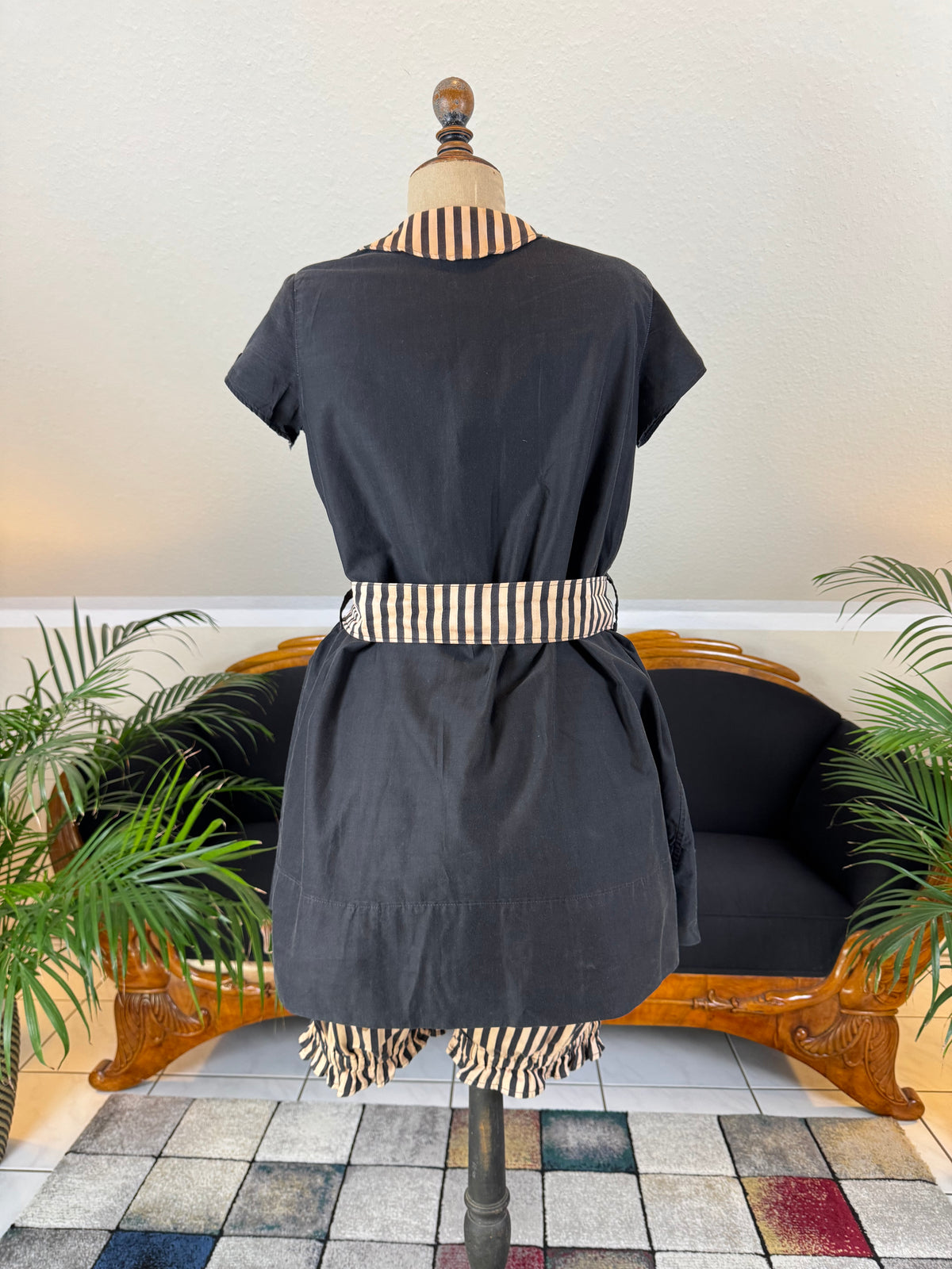 edwardian swimwear set with hook‑front top and waist belt