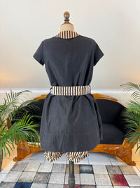 edwardian swimwear set with hook‑front top and waist belt