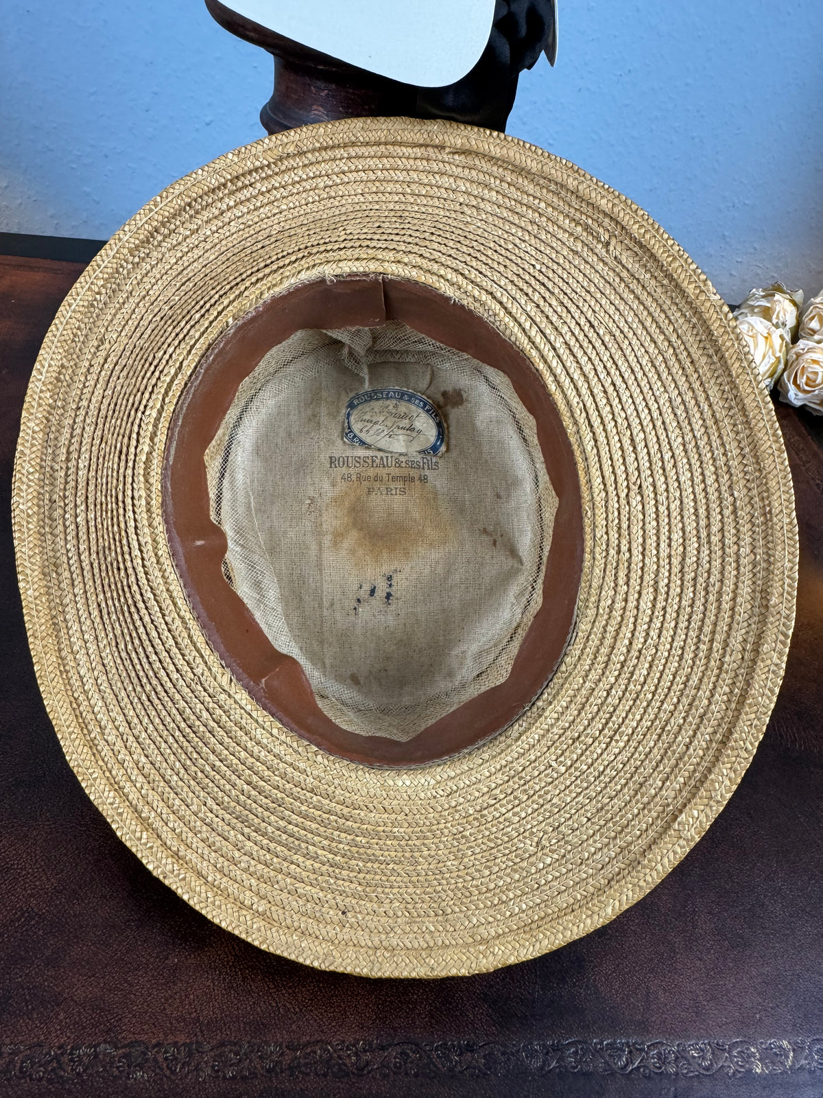Antique French Men’s Straw Hat, ca. 1905 – Rousseu & ses Fils Paris
