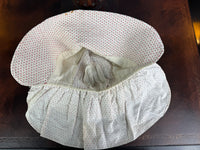 Antiker viktorianischer Sonnenhut aus bedruckter Baumwolle, ca. 1900 – Breite gesteppte Krempe