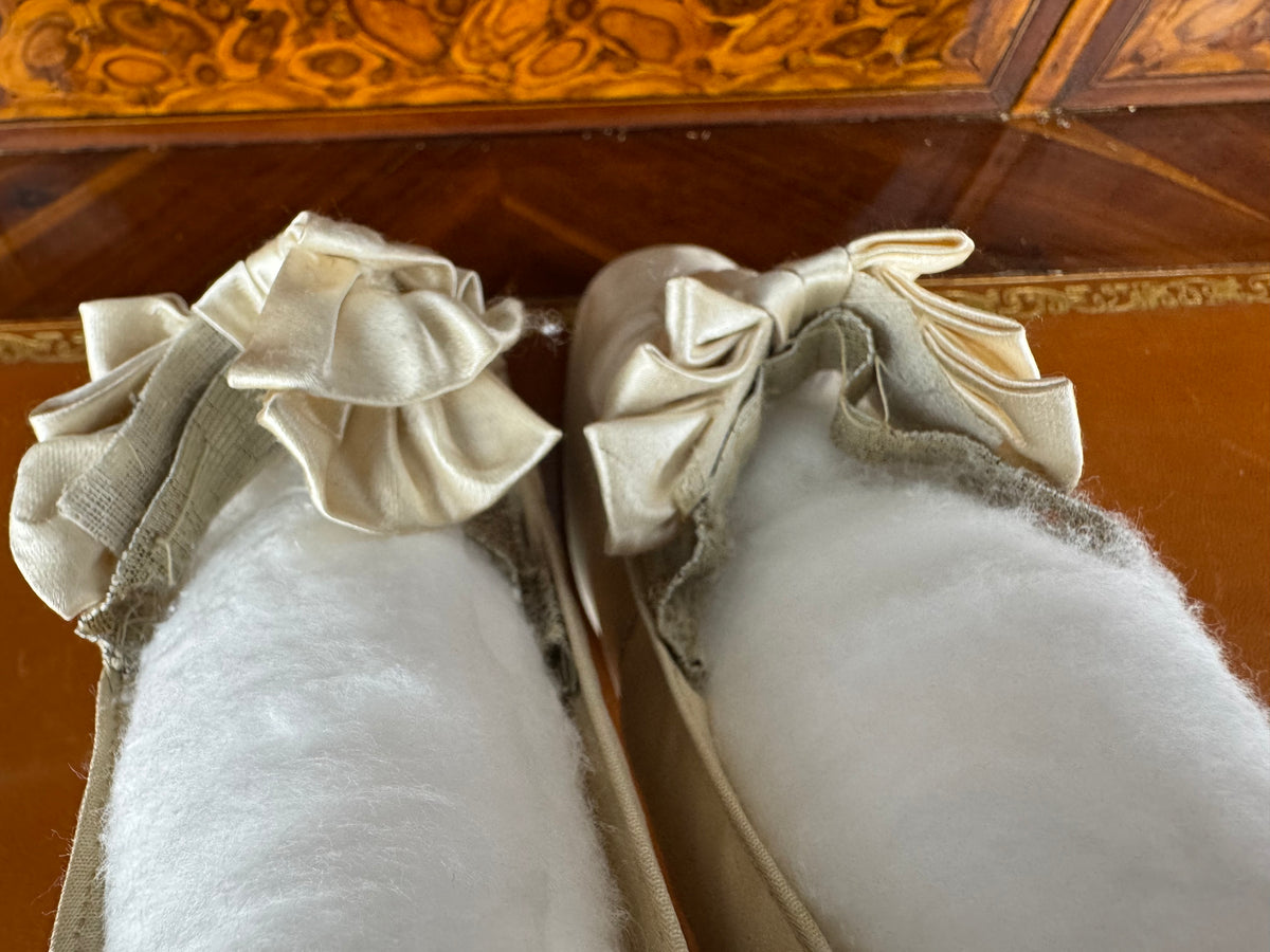Antique Wedding Shoes 1882 – Silk Bridal Shoes with Double Bows by Julien Mayer, Paris, Kate Rimer Provenance