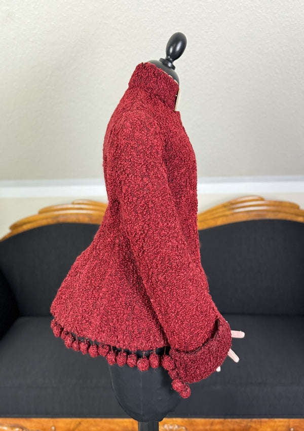 Viktorianische rote Wolljacke, ca. 1888