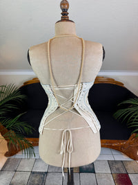 Vintage Cream Silk Corset, English Manufactory, 18th‑Century Style