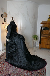 EMILE PINGAT Antikes viktorianisches Tournürenkleid, Paris, ca. 1882