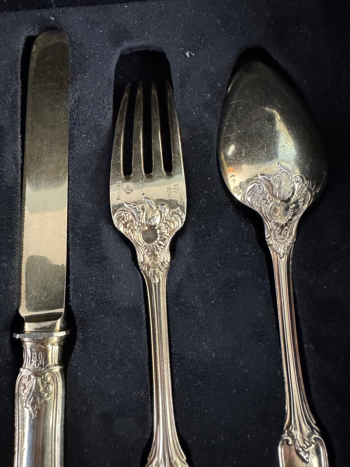 Couverts en argent doré, service Rococo, Empereur Guillaume II