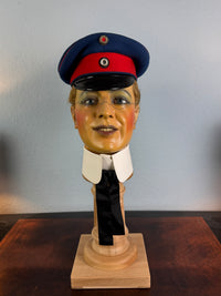 Rare Prussian officer’s dress cap by C. W. Borchert Berlin, red‑blue felt, gold crown