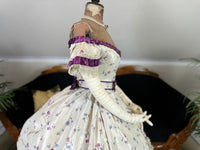 Antikes Seidenabendkleid mit Tagesoberteil, ca. 1864