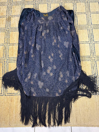 MARSHALL FIELD & Co. Antiker Kapuzenumhang, Chicago, ca. 1924 – Dunkelblauer Seiden-Flapper-Umhang