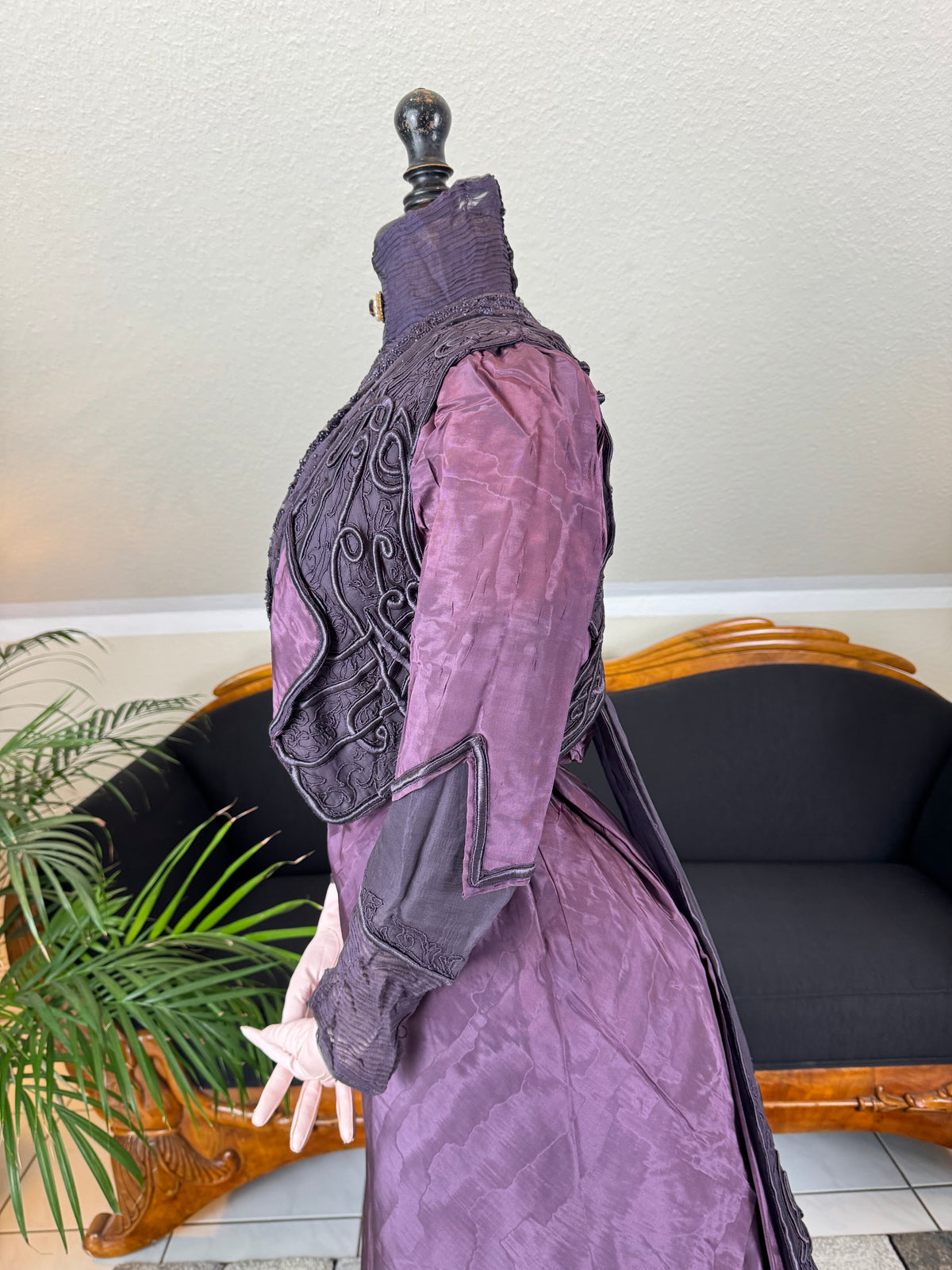 Rare 1911 Edwardian Half‑Mourning Dress by Kate Riley