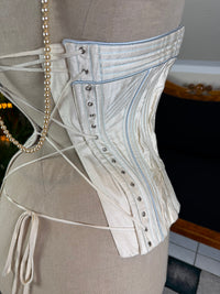 Vintage Cream Silk Corset, English Manufactory, 18th‑Century Style