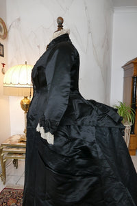 EMILE PINGAT Antikes viktorianisches Tournürenkleid, Paris, ca. 1882