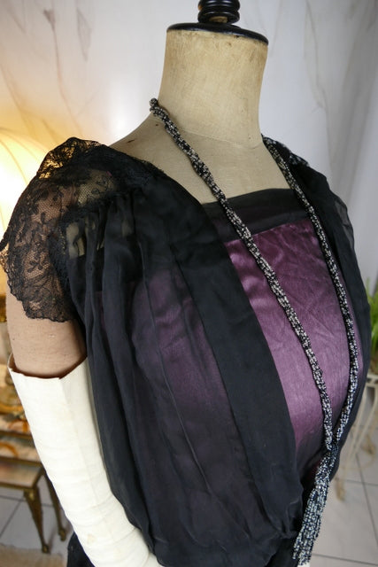 Antikes Partykleid der Goldenen Zwanziger, ca. 1925 – Seide & Chiffon-Lagen