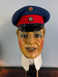 Rare Prussian officer’s dress cap by C. W. Borchert Berlin, red‑blue felt, gold crown