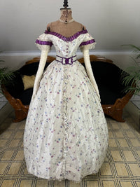 Antikes Seidenabendkleid mit Tagesoberteil, ca. 1864
